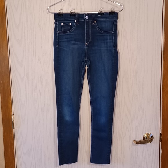 Rag & Bone Jeans, Size 27, High-Rise Skinny, Stretch Denim, Unfinished Hem - Picture 1 of 12